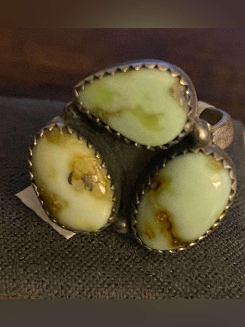 925 Sterling Silver Adjustable Triple Stone Palomino Turquoise Statement Ring